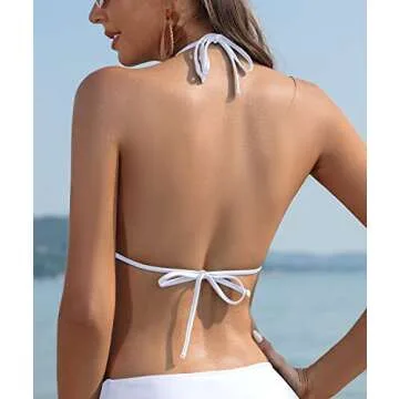 SHEKINI Women's Triangle Bikini Top - Stylish Padded Halter Swimwear