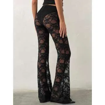 Sunloudy Women Lace Bell Pant Perfect for Parties Stylish Flare Trousers