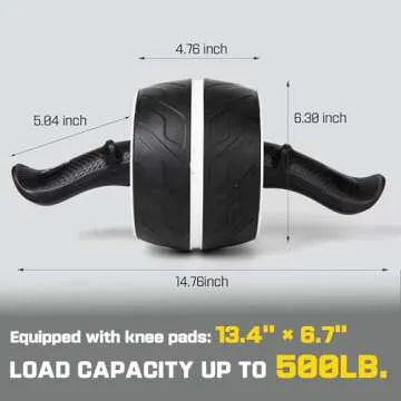 Ab Roller Wheel with Knee Pad Mat,Automatic Rebound Abdominal Wheel Abs Workout Equipment,Home Gym Equipment-White