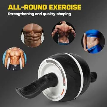 Ab Roller Wheel with Knee Pad Mat,Automatic Rebound Abdominal Wheel Abs Workout Equipment,Home Gym Equipment-White