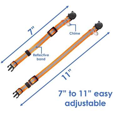 Reflective Cat Collar with Bell, Set of 6, Solid & Safe Collars for Cats, Nylon, Mixed Colors, Pet Collar, Breakaway Cat Collar Charms