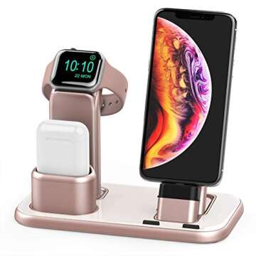 BEACOO Upgraded 3 in 1 Charging Stand for iWatch Series 7/6/5/4/3/2/1, Charging Station Dock Compatible with Airpods Pro/1/2 iPhone Series 13/12/11/pro/X/Xs/XR/8/7(Charger & Cables Required)