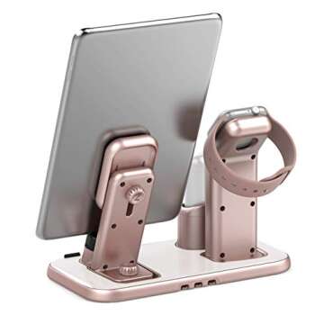 BEACOO Upgraded 3 in 1 Charging Stand for iWatch Series 7/6/5/4/3/2/1, Charging Station Dock Compatible with Airpods Pro/1/2 iPhone Series 13/12/11/pro/X/Xs/XR/8/7(Charger & Cables Required)