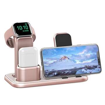 BEACOO Upgraded 3 in 1 Charging Stand for iWatch Series 7/6/5/4/3/2/1, Charging Station Dock Compatible with Airpods Pro/1/2 iPhone Series 13/12/11/pro/X/Xs/XR/8/7(Charger & Cables Required)