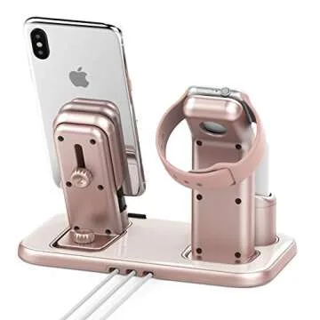 BEACOO Upgraded 3 in 1 Charging Stand for iWatch Series 7/6/5/4/3/2/1, Charging Station Dock Compatible with Airpods Pro/1/2 iPhone Series 13/12/11/pro/X/Xs/XR/8/7(Charger & Cables Required)