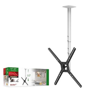 Barkan TV Ceiling Mount - Adjustable 29-65 Inch Holder for Flat/Curved TVs with Warranty