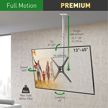Barkan Ceiling TV Mount for Flat and Curved Screens