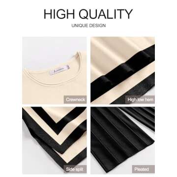 ANRABESS Women 2 Piece Outfits Casual Summer Sleeveless Tops Knit Pants Sweater Lounge Matching Sets 2025 Trendy Clothes Apricot-Black Small