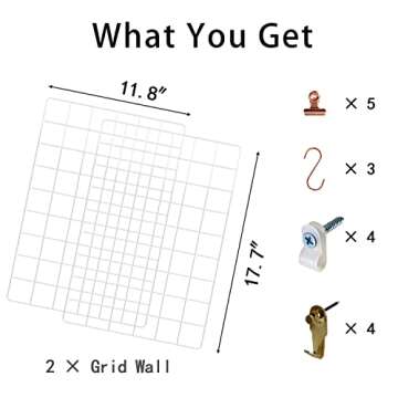 FRIADE Wall Grid Panel for Stylish Photo Display & Organization Set of 2 (White)