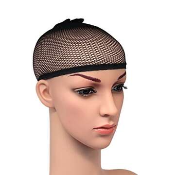 Blisstime Pack of 3 Wig Cap Open End Black Mesh Net Liner Weaving Cap