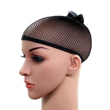 Blisstime Pack of 3 Wig Cap Open End Black Mesh Net Liner Weaving Cap