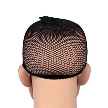 Blisstime Pack of 3 Wig Cap Open End Black Mesh Net Liner Weaving Cap
