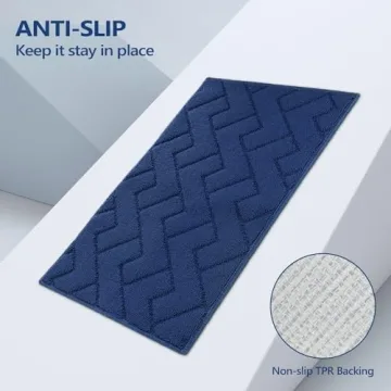 Hicorfe Non-Slip Kitchen Rug Set Super Absorbent Navy Blue