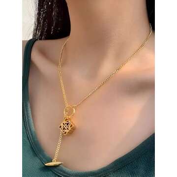 18K Gold SimpleThree-Dimensional Hollow-Out Bullet Clasp Necklace - Sophisticated Jewelry for Fashion-forward Individuals | Versatile Accessory Perfect for Any Event | Ideal Gift for Jewelry Lovers.