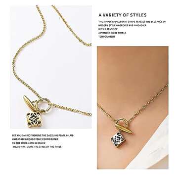 18K Gold SimpleThree-Dimensional Hollow-Out Bullet Clasp Necklace - Sophisticated Jewelry for Fashion-forward Individuals | Versatile Accessory Perfect for Any Event | Ideal Gift for Jewelry Lovers.