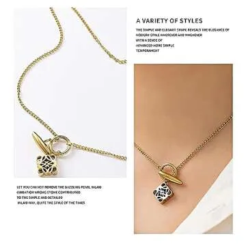 18K Gold SimpleThree-Dimensional Hollow-Out Bullet Clasp Necklace - Sophisticated Jewelry for Fashion-forward Individuals | Versatile Accessory Perfect for Any Event | Ideal Gift for Jewelry Lovers.