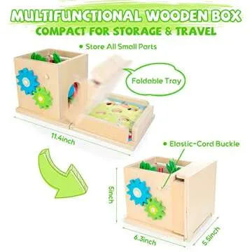 JUSTWOOD Montessori Toys for 1+ Year Old, 8-in-1 Wooden Play Kit Includes Object Permanent Box, Learning Activity Cube, Sorting & Stacking Toy, Carrot Harvest Game, Gift for Boys Girls Age 12+ Months