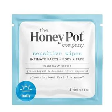 The Honey Pot Company - Feminine Wipes - Indivdually Wrapped - Daily PH Balancing, Fragrance & Sulfate Free Wipes for Intimate Parts, Body, or Face - Hygiene Products - 15 Ct (Pack 3)