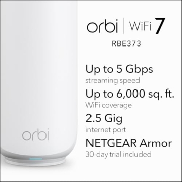 NETGEAR Orbi 370 Series Dual-Band WiFi 7 Mesh Network System for Home (RBE373) – Wireless Router +...