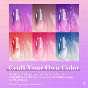 Beetles Color Changing Gel Polish Set - 6 Colors Pink Temperature Change Colors - Long Lasting Soak Off Uv LED Gel Gift for Women