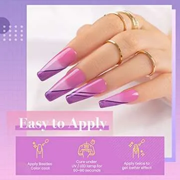 Beetles Color Changing Gel Polish Set - 6 Colors Pink Temperature Change Colors - Long Lasting Soak Off Uv LED Gel Gift for Women