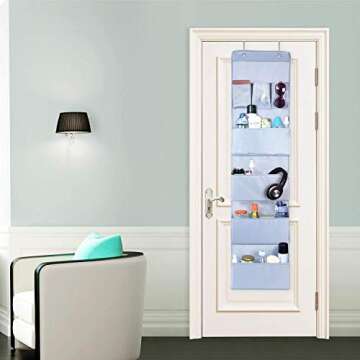 Aibrisk Over The Door Hanging Organizer 7 Pockets Gray Oxford Cloth Wall Mount Hanging Storage with 2 Hooks for Pantry Kitchen Bathroom(1 Pack)