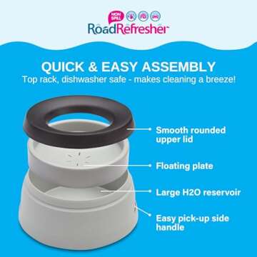 Road Refresher by Prestige Pets, The No-Spill, Slobber Stopper Water Bowl Dispenser, The Neater Dish for Home & Travel, No Messy Splashes, Spilling or Drips for Dogs & Cats