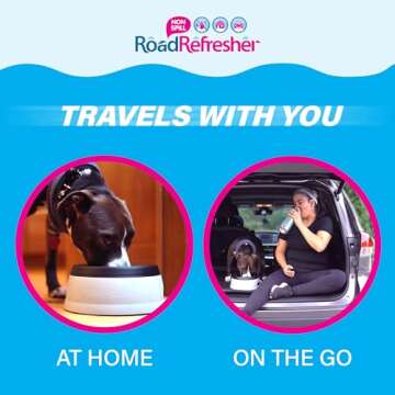 Road Refresher by Prestige Pets, The No-Spill, Slobber Stopper Water Bowl Dispenser, The Neater Dish for Home & Travel, No Messy Splashes, Spilling or Drips for Dogs & Cats