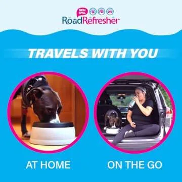 Road Refresher by Prestige Pets, The No-Spill, Slobber Stopper Water Bowl Dispenser, The Neater Dish for Home & Travel, No Messy Splashes, Spilling or Drips for Dogs & Cats