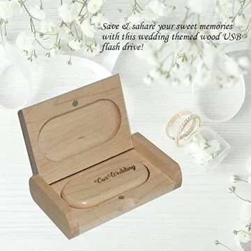 128GB Wood USB 3.0 Flash Drive with Gift Box for Photography/Wedding, 128GB Custom Wood USB Memory Stick Thumb Drive with Our Wedding Laser Engraved - Maple
