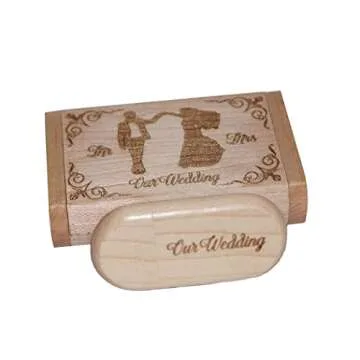 128GB Wood USB 3.0 Flash Drive with Gift Box for Photography/Wedding, 128GB Custom Wood USB Memory Stick Thumb Drive with Our Wedding Laser Engraved - Maple