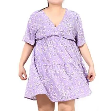 Women’s Plus Size Floral Wrap Dress - Elegant Summer Fashion