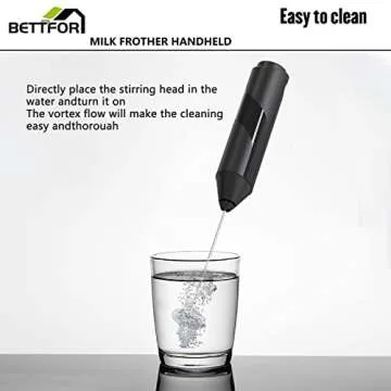 BETTFOR Electric Milk Frother Handheld with Stand Battery Powered Coffee Whisk Frother, Drink Mixer Handheld For Coffee, Frappe, Latte, Matcha, Hot Chocolate