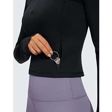 CRZ YOGA Women's Butterluxe Long Sleeve Athletic Crop Top Black XX-Small
