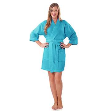 Turquaz Lightweight Short Robes For Women Waffle Kimono Bathrobe - Soft, Fast-Drying, Long-Lasting Cotton Blend