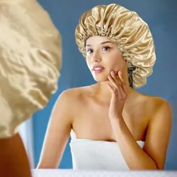 Edoneery Adjustable Satin Silk Bonnet for Curly Hair