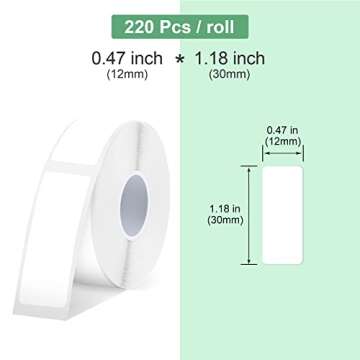 SUPVAN E10 Label Tape - Thermal Multi-Purpose Labels for Home School Office, 0.47 in x 1.18 in (12mm...