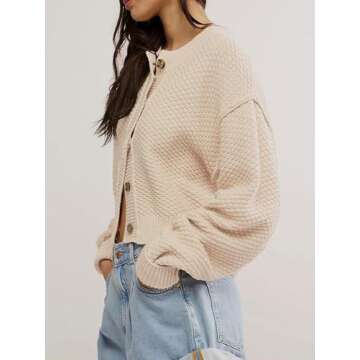Cardigan Sweaters for Women,Button Down Ligtweight Short Cropped Cardigan,Fall Outfits for Women 202...