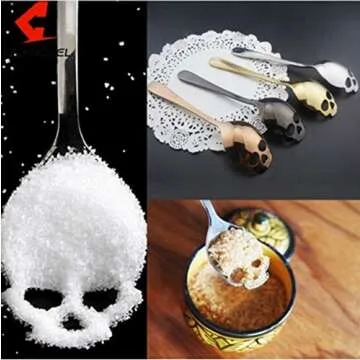 Wahdawn Cool Stainless Steel Skull Spoons Tableware for Coffee Tea Sugar Halloween Gifts, Set of 4