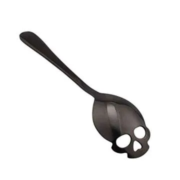 Wahdawn Cool Stainless Steel Skull Spoons Tableware for Coffee Tea Sugar Halloween Gifts, Set of 4