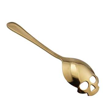 Wahdawn Cool Stainless Steel Skull Spoons Tableware for Coffee Tea Sugar Halloween Gifts, Set of 4