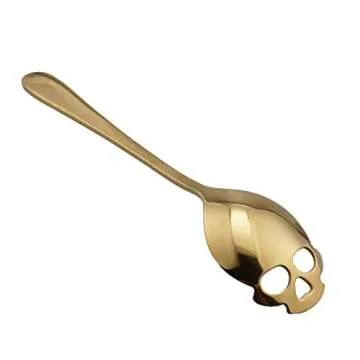 Wahdawn Cool Stainless Steel Skull Spoons Tableware for Coffee Tea Sugar Halloween Gifts, Set of 4