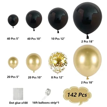 Black and Gold Balloon Garland Kit for Stunning Events