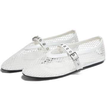 Coutgo Comfortable Women's Mesh Mary Jane Flats for Any Event
