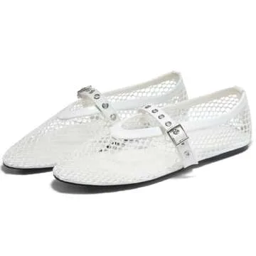 Coutgo Comfortable Women's Mesh Mary Jane Flats for Any Event