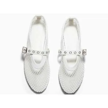 Coutgo Comfortable Women's Mesh Mary Jane Flats for Any Event
