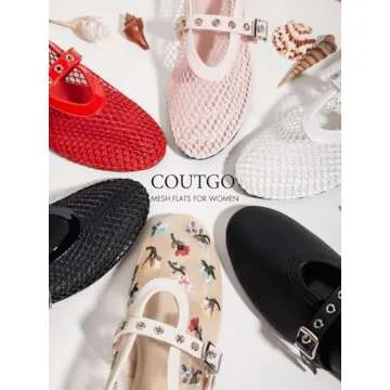 Coutgo Comfortable Women's Mesh Mary Jane Flats for Any Event