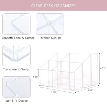 Yesesion Clear Pen Holder, Pen Organizer for Desk, Pencil Cup for Home Office, School Supplies, Art ...