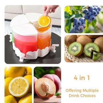 360° Rotatable Beverage Dispenser for Fridge, 1.5 Gallon Drink Dispenser with Spigot Iced Juice Wat...