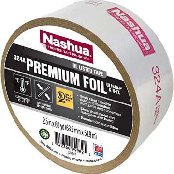 Nashua Durable Silver Foil Tape 2.5in x 60yd for HVAC